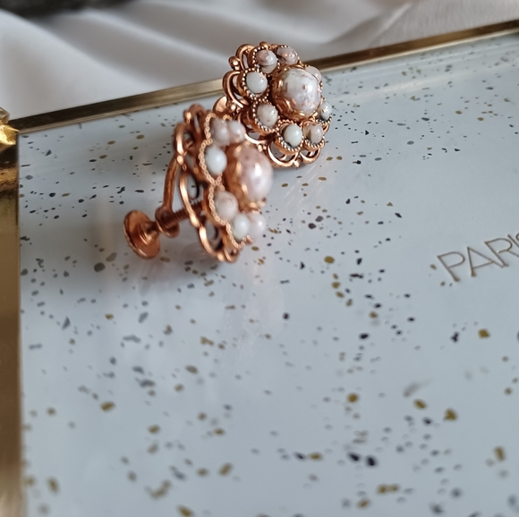 Vintage Copper Flaked Screw Earrings - Picture 13 of 13